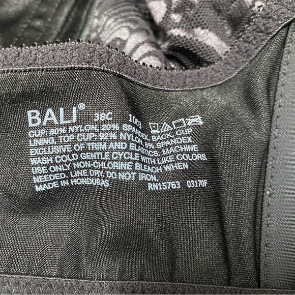 Bali women's 38C Black floral bra non padded stretch fabric new with tags - Picture 6 of 7